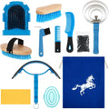 Abbylike 12 Pieces Horse Grooming Kit Equine Care Brushes,Blue