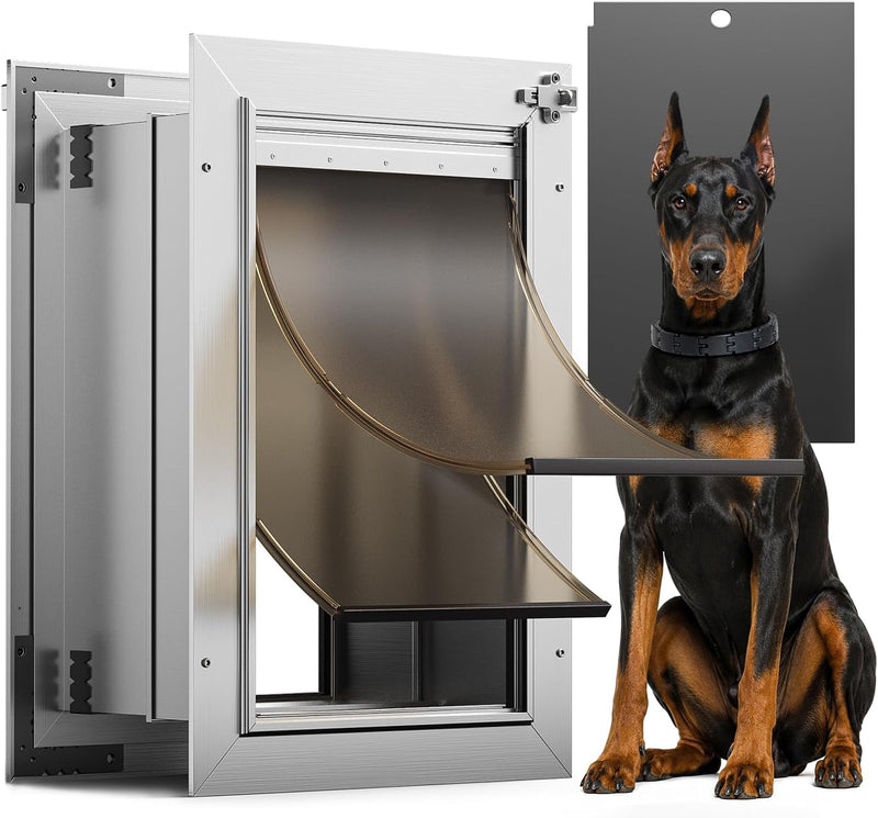Dog Door for Wall, Large Doggie Door, Heavy Duty Aluminum Pet Door