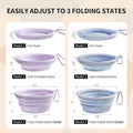 Collapsible Dog Bowls 2-Pack, Portable Travel Dog Bowl with Carabiner, Food-Grade Silicone Pet Bowl for Hiking, Walking (Macaron Blue and Violet)
