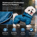 LOVELONGLONG Waterproof Dog Raincoat with Removable Hood – Outdoor Full Body Dog Jacket, Windproof Snowproof Shell Suit 