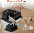 Bartuke XXXL Stainless Steel Litter Box, 28"x20"x18" Extra Large Fully Enclosed High Sided Metal Cat Litter Box with Filtered Grid, Step, Scoop, Non-Sticky, Non-Odor, Easy Cleaning (Black)
