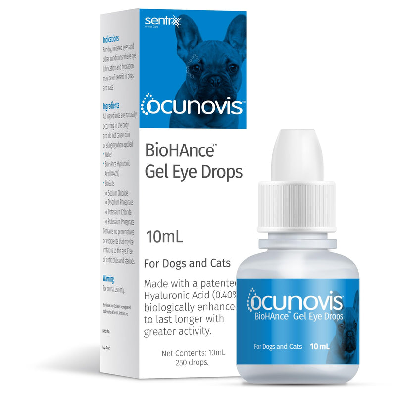 Sentrx Ocunovis Gel Eye Drops for Dogs & Cats, Eye Lube for Dogs Allergy Relief Lubricant, Dogs with Dry Eyes, Artificial Tears, 10 ml
