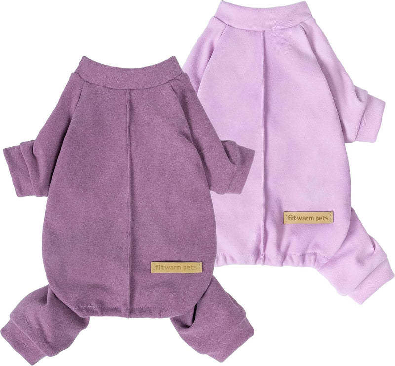 Fitwarm 2 Pack Lightweight Fleece Dog Pajamas, Warm Winter Dog Clothes for Small Dogs Boy Girl, Cozy Pet Onesie with Fee