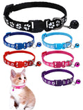 6 Pack Reflective Cat Collar with Bell, Solid & Safe Collars for Cats, Nylon, Mixed Colors, Pet Collar, Breakaway Cat Collar Charms, Mix Color