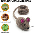 Glaciart One Felt Mouse Cat Toy – Soft Fuzzy Enrichment 100% Natural Wool - Interactive Catnip Play Cat Toy Set - Safe f