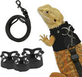 Bearded Dragon Harness & Leash Set, Escape-Proof, 3 Pack (S/M/L)，Black