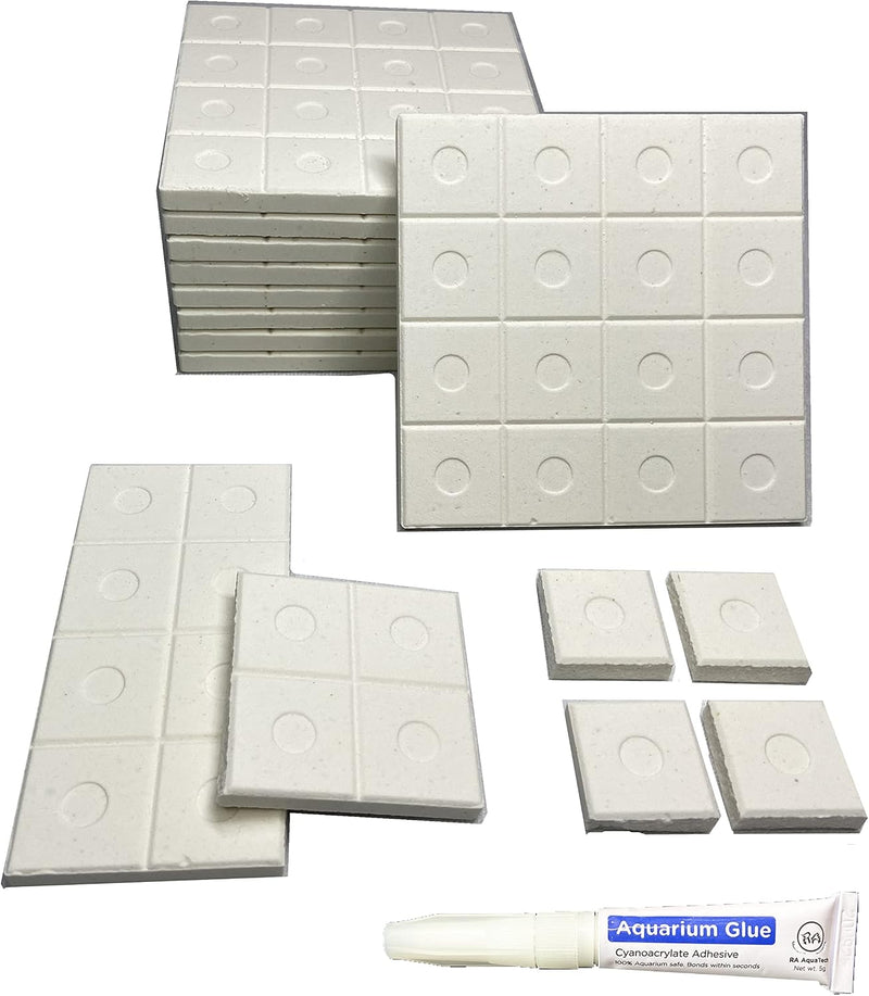 Breakable Coral Frag Tile 4inch 10pcs with Free Aquarium Glue White frag Rack Plugs