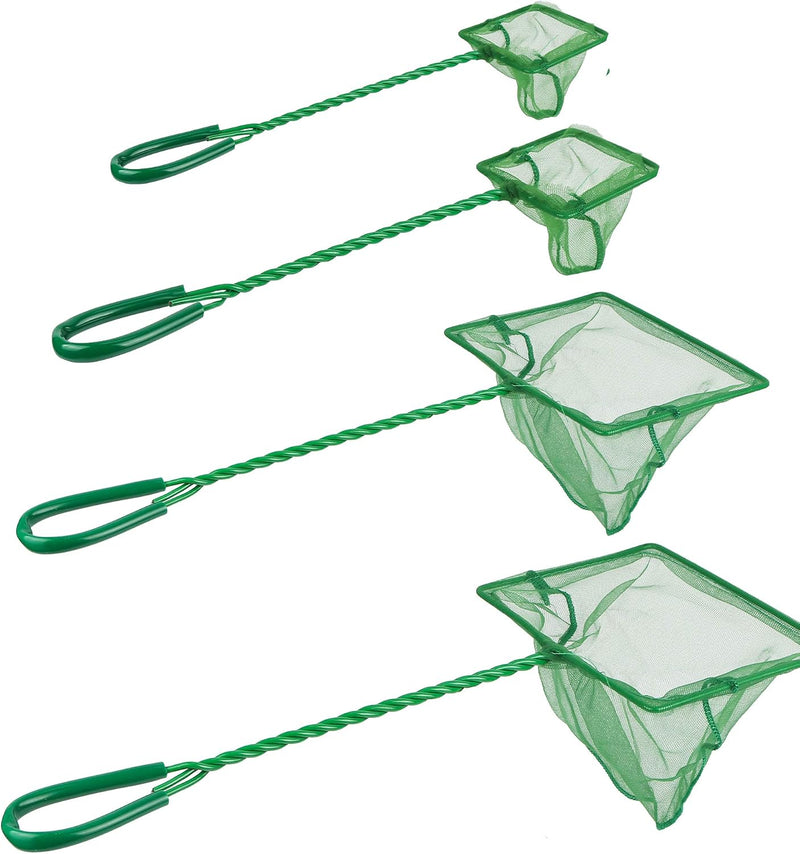 4 Pack Aquarium Fish Net Fine Quick Catch Mesh Nylon Fishing Catch Nets with Plastic Handle for Fish Tank Mesh Nets Scoo