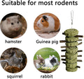 LWINGFLYER 4 Pack Bunny Chew Toys Apple Wood Chews Rabbit Cage Hanging Grass Cake Snack Treat for Teeth Grinding Improve