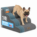Miorun Extra Wide 4-Step Dog Stairs for Bed & Couch 18" H, More Stable Non-Slip Pet Steps with Balanced Foam Structure and Gentle Slopes, Stylish Indoor Dog Steps for Small & Medium Dogs, Gray