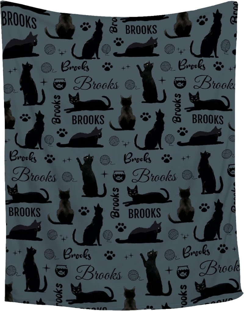 Custom Black Cat Blanket,Personalized Blankets,Custom Blanket with Name