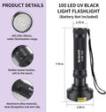 100 LED UV Black Light Flashlight, Pet Stain Detector, Battery Not Included