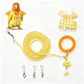 Dual-Use Bird Harness & Bungee Leash Set w/Wings, 3 Rings, Yellow, Size L
