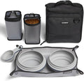 Cleverpup Ultimate Dog Travel Bundle Large 7-piece Bistro Box & Porter Dog Gear Backpack in Heather Grey