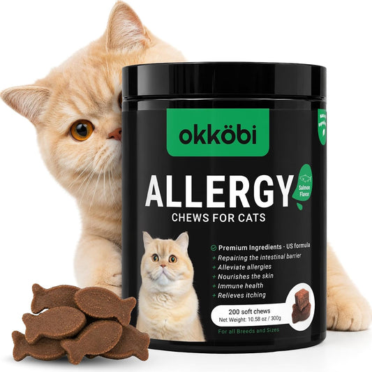 Allergy Chews for Cats Salmon 200 Count with Quercetin