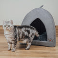 Best Pet Supplies Cat Bed for Indoor Cat, Domed Tent House with Removable Pillow, Covered Cat Cave for Small Dog, Puppies and All Breeds of Cats - Gray, 20 x 20 x H:22"