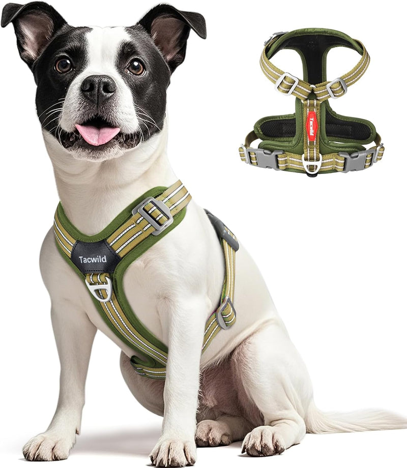 No Pull Dog Harness - Adjustable Reflective Dog Vest with Metal Snap, Soft Breathable Mesh No Choke Puppy Harness, Easy 