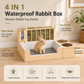 4-in-1 Rabbit Litter Box with Hay Feeder, Waterproof Bunny Toilet