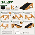 Wooden Dog Ramp for Stairs, Extra Wide 16.9" Pet Ramp with Arch Support Design and Anti-Slip Carpet Surface, Low Angle R