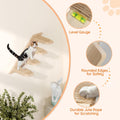 HOOBRO Cat Wall Shelves Set of 2, Wood Wall Mounted 4-Level Cat Wall Steps, Cat Wall Climber Furniture, Cat Climbing Shelves with Jute Scratching Steps, for Cat Perches and Platforms, Nature NL42CS03