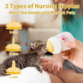 Xuanda Pet Feeding Bottle and Syringes,60ml Nursing Bottle, 3 Sizes Nipples with Ventilation Valve Resistant Tearing Perfect for Puppies, Kittens, Small Wildlife (Yellow)