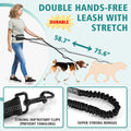 Hands Free Double Dog Leash for 2 Dogs with Safety Lock, Waist Bag