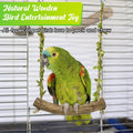 Hiwzitar Natural Wood Bird Swing Perch with Decorative Leaves - 7.1" Durable Bird Stand Platform Toy for Cage, Hanging Budgie Parakeet Hammock Accessories for Lovebirds, Cockatiels, Conures, Finches