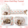 2-in-1 Cat Play Set, Pop-Up Cat Tunnel Rest Hut with Plush Ball Toys