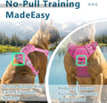 BARKBAY Dog Harness No Pull with ID Tag Pocket - Heavy Duty, Reflective, Easy Control for Large Dogs(Pink,L)