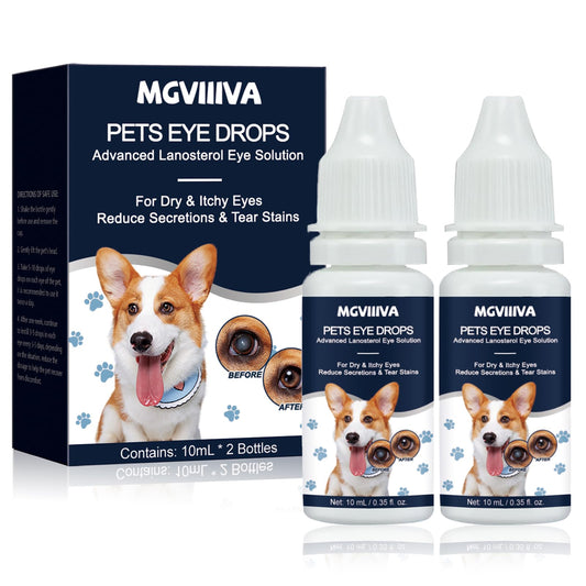 Cataract Drops for Dogs, Dog Eye Drops for Relieving Itching & Irritation, Vet Recommend Eye Drops for Dogs Eye Infection Treatment, Long-Lasting Relief for Dryness Pink Eyes Vision Clarity (2 X10ml)