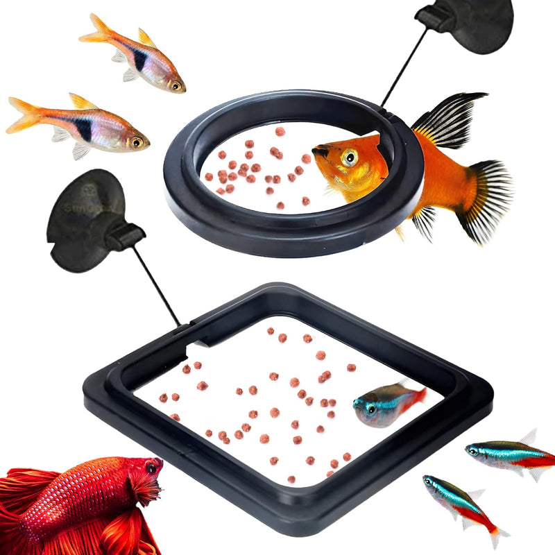 SunGrow 2 Betta Feeding Ring, Prevent Water Turbulence from Washing Food into Filter, Practical Round Floating Food, Sui