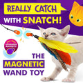 Cat Amazing Snatch - Magnetic Cat Wand Toy! Telescoping, Durable Feather Toy for Cats - Fishing Pole & Teaser Wand String Stick - Cats Can Really Catch!