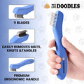 We Love Doodles Dematting Comb for Dogs - Dog Hair Mat Remover, Detangler Comb & Deshedding Tool, Removes Tangles, Knots, & Loose Hair, Metal Comb, Ergonomic Handle (9 Blade)