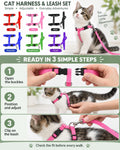 6 Pack Adjustable Cat Leash Harness Leash,Bunny Harness Leash for Pet Safety Walking Running Jogging,HarnessLeash for Bu