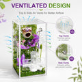Jumping Spider Enclosure,DIY Insects Habitat,Small Reptile Terrarium Glass House Accessories Set,with Jumping Bridge Hid