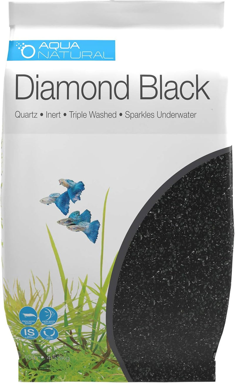 Aqua Natural Aquarium Substrate, Diamond Black Fine Gravel, 10lb