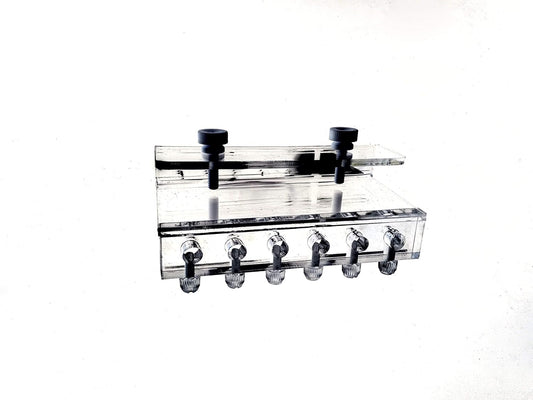 Marine Color Acrylic Dosing Pump Soft Tube Holder for 6 Lines, Adjustable Tube Bracket Mount Clamp for Aquarium Additive