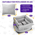 BurgeonNest Dog Car Seat for Small Dogs up to 25 lbs Grey