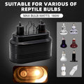 MECESOR Dual Reptile Lamp Fixture with Independent Switches, UVB & Basking Bulb Holder for Glass Terrarium Habitat - Rep