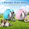 2 in 1 Portable Tumbler for Dogs,Portable Dog Water Ball,10Oz Stainless Steel Dog Water Bottle with Silicone Foldable Bo