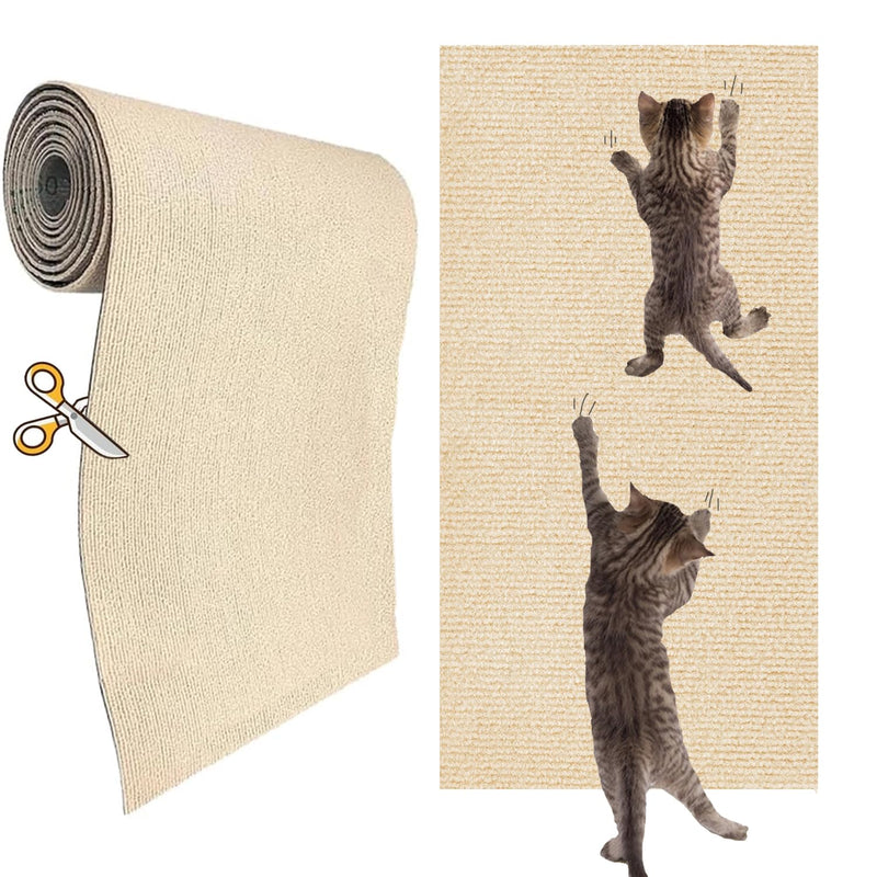 KEYIDE Self-Adhesive Cat Scratch Wall Climber, Wall Cat Scratcher Mat for Indoor Cats Kitten Trimmable Carpet Corner Protector 78.7