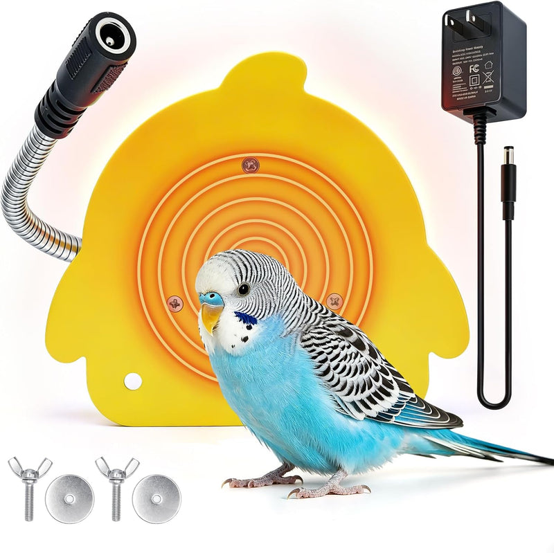Bird Heater for Parakeets, Warm Bird Perch Stand, Yellow, Small
