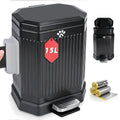 Metal Dog Poop Trash Can Outside with Odor Control Lid, 15L/4Gal Dog Waste Large Bin with Step-On Pedal, Removable Inner Bucket, Bin Bag Holder, 40 Waste Bags, Pet Waste Station for Indoor Outdoor
