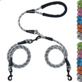 WYuZe 5FT Double Dog Leash No Tangle, Rope Dual Leash for Walking 2 Dogs, Reflective Two Way Split Lead with Soft Handle for Medium Large Dogs, Black