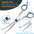 5 in 1 Upgraded Thicken Dog Grooming Scissors, Professional Dog Scissors for Grooming with Safety Round Tips, Lengnoyp Stainless Steel Thinning Shears, Pet Cat Shears for Grooming Kit