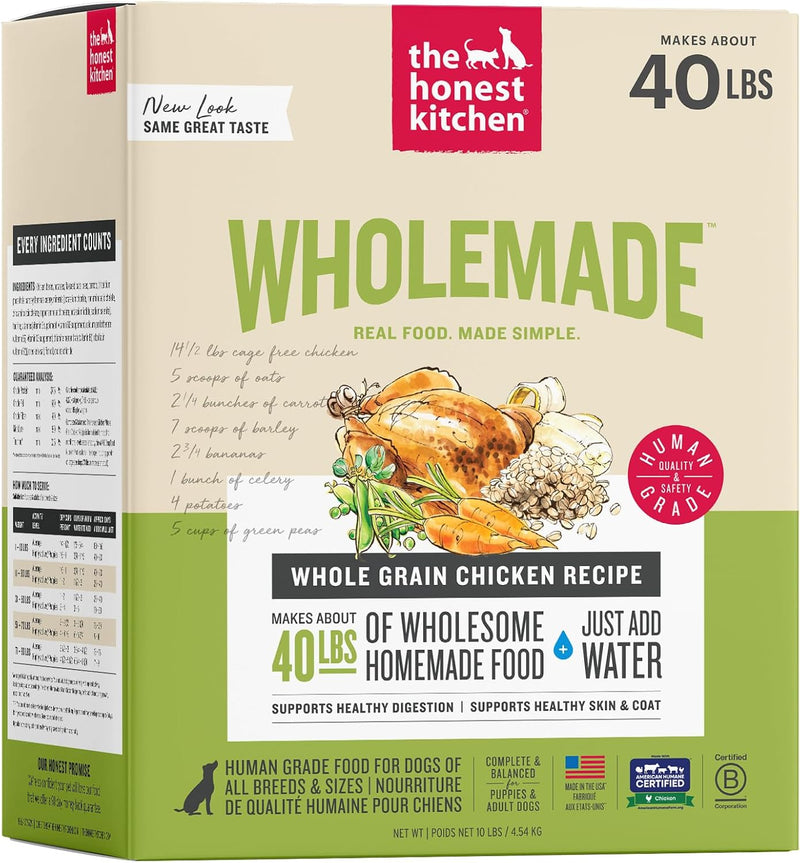 The Honest Kitchen Human Grade Wholemade™ Dehydrated Whole Grain Dog Food - Complete & Balanced Meal or Topper - Turkey 10 lb Box