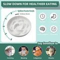 Ceramic Cat Slow Feeder Bowl - 6.3'' Wide Opening Whisker Friendly Cat Plate for Dry and Wet Food - Cute Maze Feeder Dish Helps Reduce Vomiting - Microwave and Dishwasher Safe - White