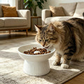 Ceramic Elevated Slow Feeder Cat Bowl,Anti Vomiting & Choking Cat Slow Feeder,Raised Heart Shaped Cute Cat Bowl Slow Fee