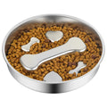 Novery Slow Feeder Dog Bowl - 2 Cups Stainless Steel Dog Slow Feeder Food Bowl, Metal Non-Slip Lick Plate,Puppy or Cat Food Holder,Pet Supplies,Puzzle Maze Dish for Medium Sized Breeds