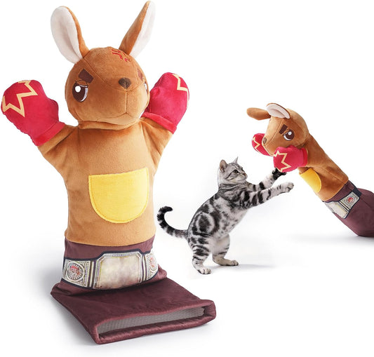 PURETOY Cat Wrestling Glove, 22 inch Cat Puppet Wrestler with 5 Catnip Pouches & 3 Layer Resistant Protection, Interactive Cat Toy with Treat Pocket for Boredom Relief & Mental Stimulation